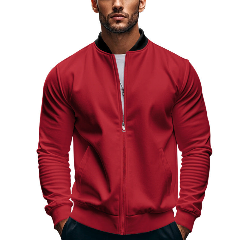 Herren elegante Bomberjacke mit stehendem Kragen und Reißverschluss R&B