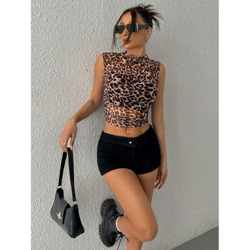 Damen figurbetontes Tiermuster-Top aus leichtem Jersey R&B