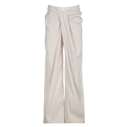 Damen Elegante High-Waist Palazzo-Hose mit Falten R&B
