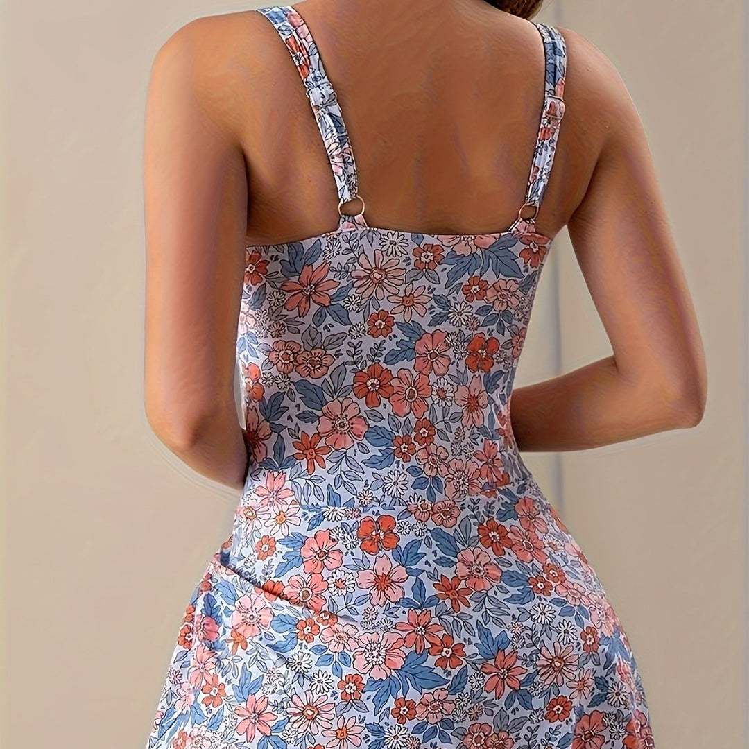 Damen Floral Design Badeanzug mit Wickelrock R&B