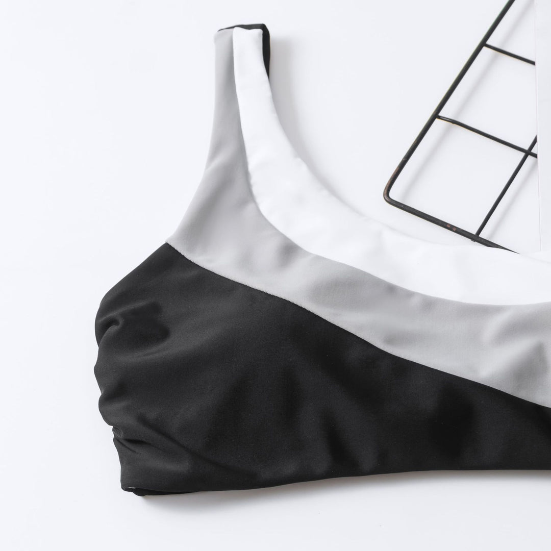 Damen Crop-Bikini mit asymmetrischem Design und hohem Bund R&B