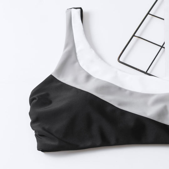 Damen Crop-Bikini mit asymmetrischem Design und hohem Bund R&B