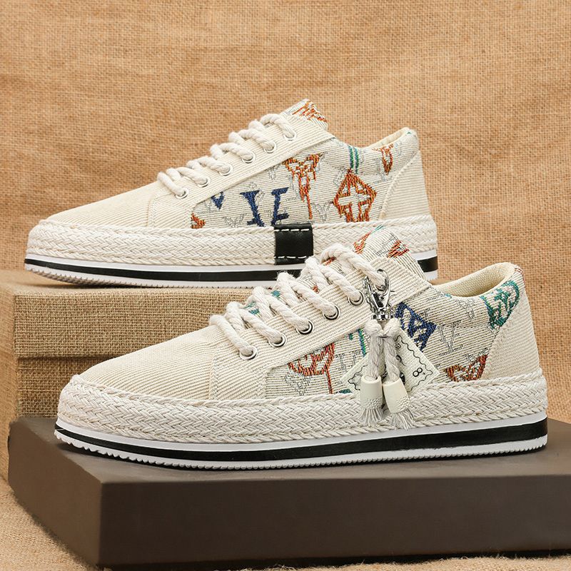 Damen Baumwoll Sneakers mit modernem Design und Jute-Details R&B