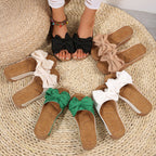 Damen Wedge-Pantoletten mit dekorativem Schleifen-Design und rutschfester Sohle