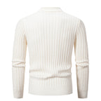 Herren eleganter Strickpullover mit modernem Zopfdesign und hohem Kragen R&B