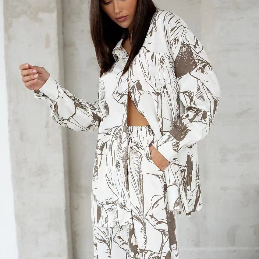 Damen Elegante und lässige Blusen-Hosen-Kombination R&B