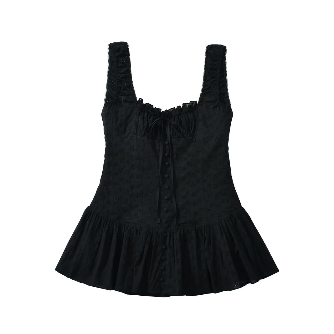 Damen Lässiges Rüschenshirt mit feinen Stickdetails R&B