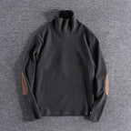 Herren Stehkragenpullover aus hochwertigem Fleece mit kontrastierenden Ellbogenpatches R&B
