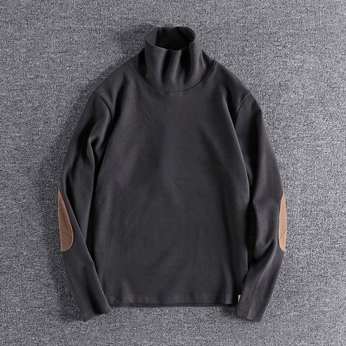 Herren Stehkragenpullover aus hochwertigem Fleece mit kontrastierenden Ellbogenpatches R&B