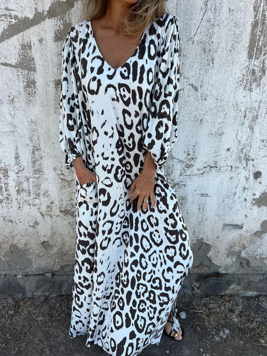 Damen Maxikleid mit tiefem V-Ausschnitt und lässigem Schnitt R&B