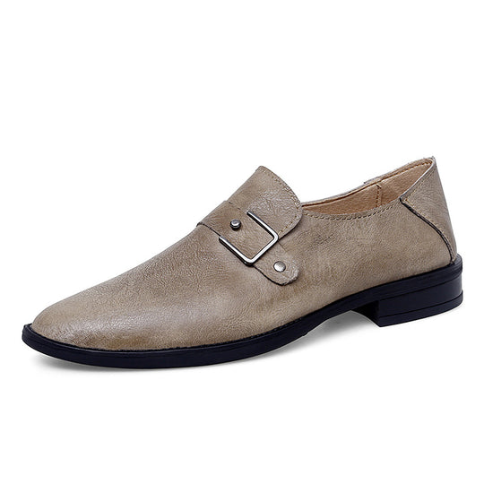 Herren eleganter Leder Slipper mit dekorativem Riemen R&B