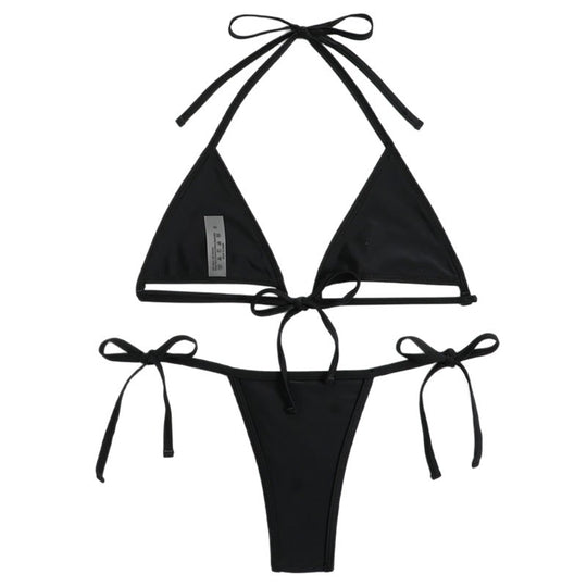 Damen Triangel-Bikini-Set mit geflochtenem Höschen und verstellbaren Trägern R&B