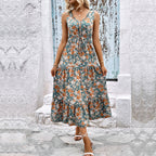 Damen Maxikleid mit floralem Design und Rüschendetails R&B