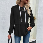 Damen lässiger Hoodie mit Rüschendetail und Kordelzug R&B