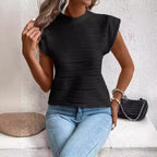 Damen Elegante und strukturierte Bluse mit kurzen Ärmeln R&B