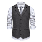 Herren elegante Mehrzweck-Weste im Herringbone-Design mit praktischen Taschen R&B