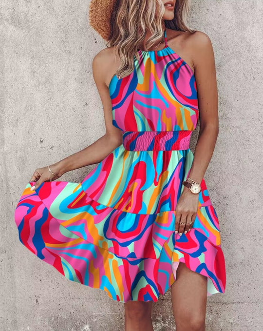 Damen Trendiges Kleid mit Raffung und asymmetrischem Saum R&B