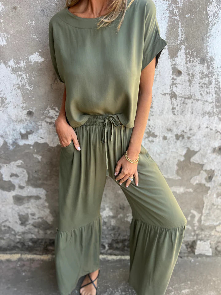Damen Elegantes und luftiges Sommer-Set mit weitem Schnitt und Gummizug R&B
