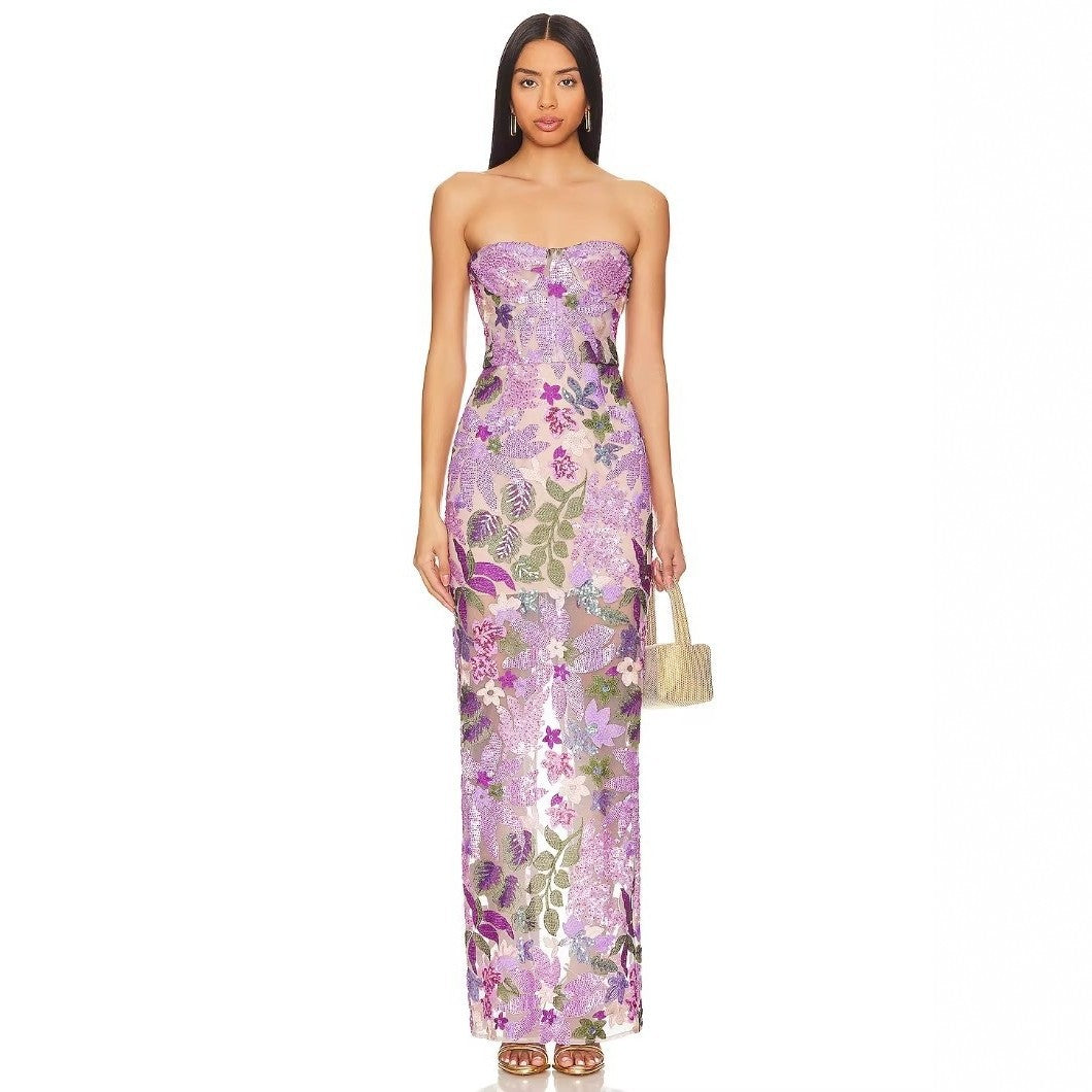 Damen Schickes Abendkleid mit floralem Design und figurbetonter Silhouette R&B