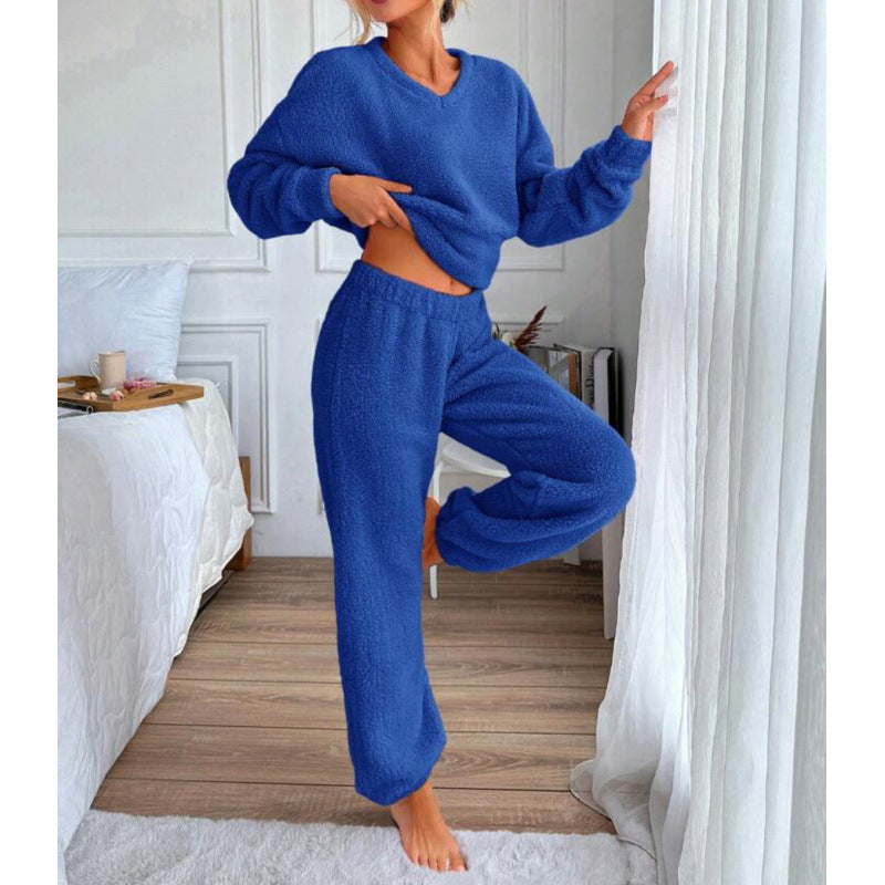 Damen Kuscheliges Fleece-Lounge-Set mit elastischem Bund R&B