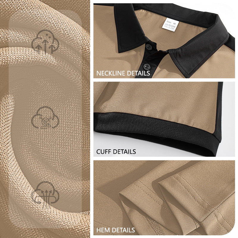 Herren nan Premium-Polo im Retro-Kontrastlook mit Hemdkragen und Dreiknopfleiste R&B