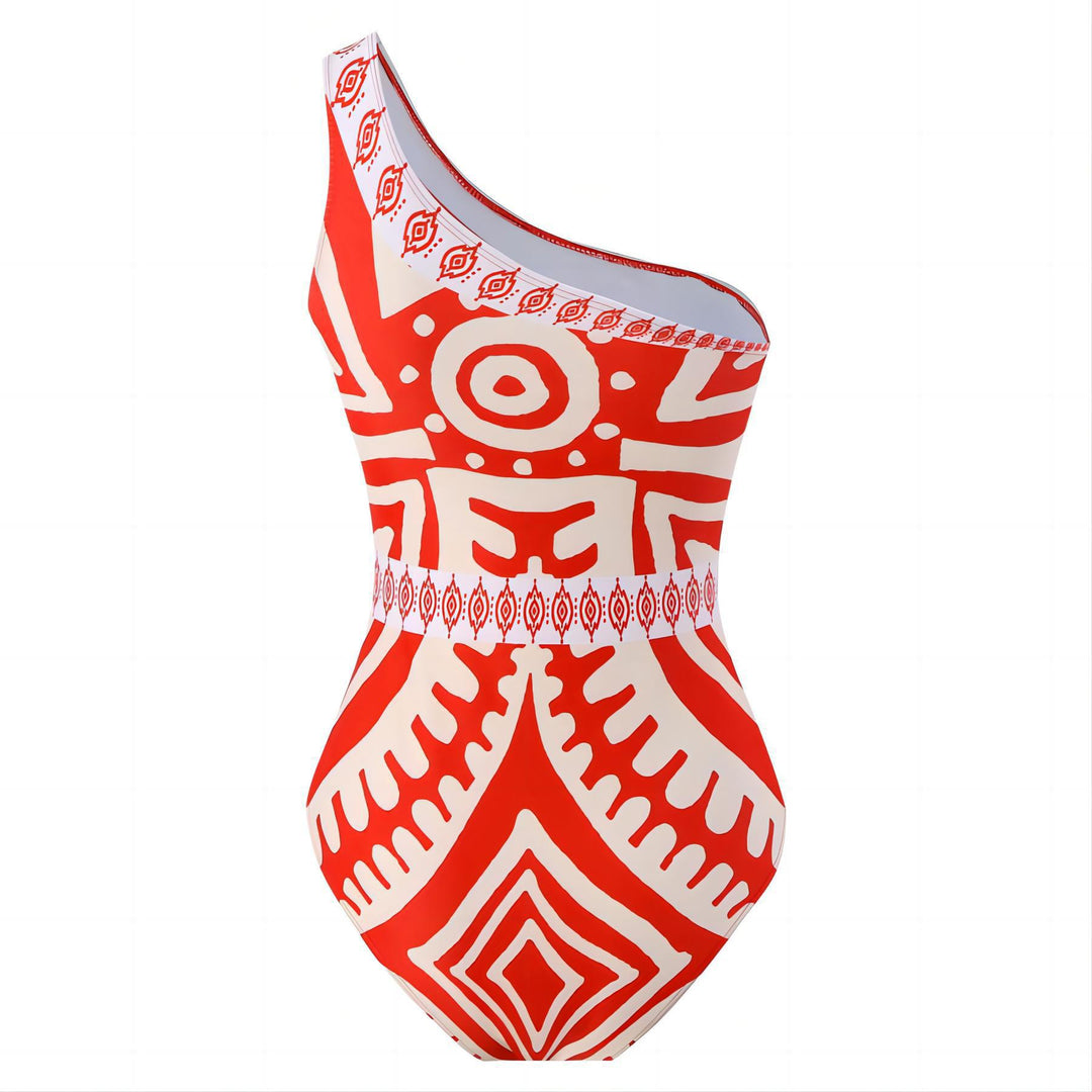 Damen Einteiler Badeanzug mit asymmetrischem Schnitt und eleganter Palazzo-Hose R&B
