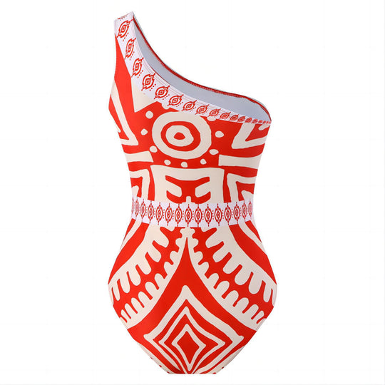 Damen Einteiler Badeanzug mit asymmetrischem Schnitt und eleganter Palazzo-Hose R&B