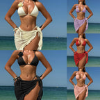 Damen Triangel-Bikini mit verführerischem Wickelrock und Blumenapplikation R&B