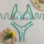 Damen Triangel-Bikini mit floralem Design und verstellbaren Trägern R&B