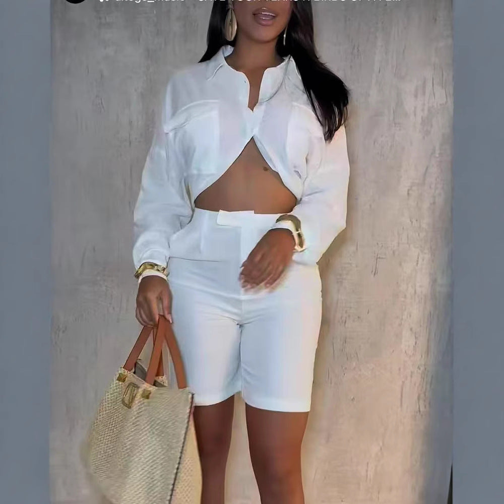 Damen Stylisches und figurbetontes Set mit Kurzbluse und Shorts R&B