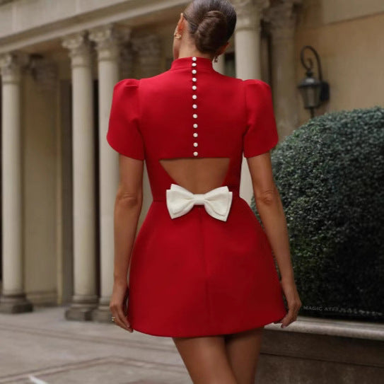 Damen Elegantes und modernes Kleid mit puffärmeln R&B