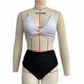 Damen Hochwertiger Bikini mit Knotendetail und hohem Bund R&B
