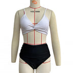 Damen Hochwertiger Bikini mit Knotendetail und hohem Bund R&B