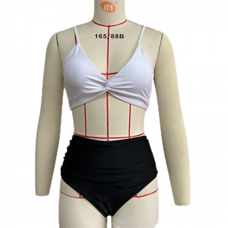 Damen Hochwertiger Bikini mit Knotendetail und hohem Bund R&B