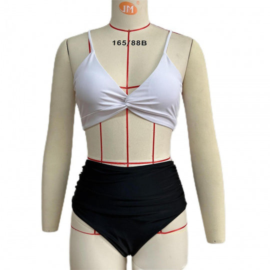 Damen Hochwertiger Bikini mit Knotendetail und hohem Bund R&B