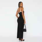Damen Elegantes langes Kleid mit schmalen Trägern und figurbetonendem Schnitt R&B