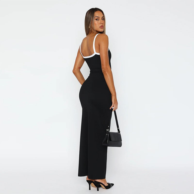 Damen Elegantes langes Kleid mit schmalen Trägern und figurbetonendem Schnitt R&B