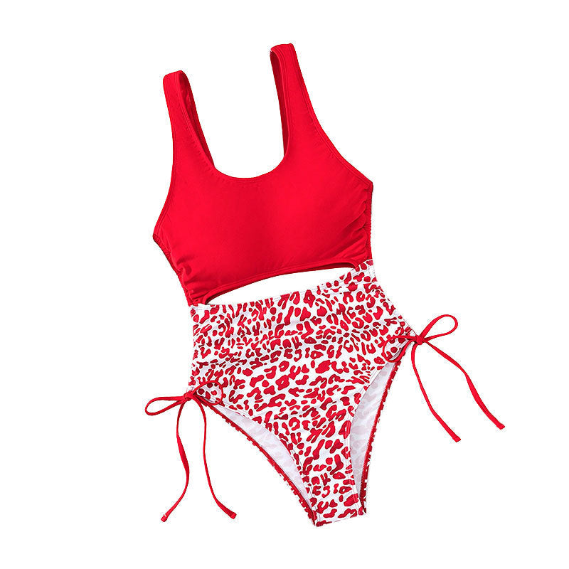 Damen Einteiler Badeanzug mit durchgehendem und farblich akzentuiertem Design