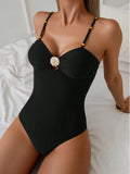 Damen Designer-Einteiler Badeanzug mit elegantem Muschel-Detail R&B