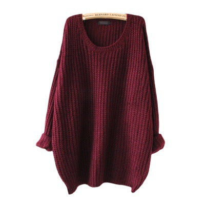 Damen Grobstrickpullover mit offener Silhouette und weitem Rundhalsausschnitt R&B