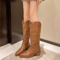 Damen elegante Cowboy-Stiefel mit modischem Schnitt und robustem Blockabsatz R&B