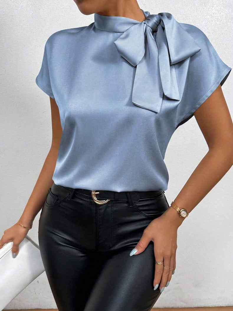Damen Satin-Top mit eleganter Schleife R&B