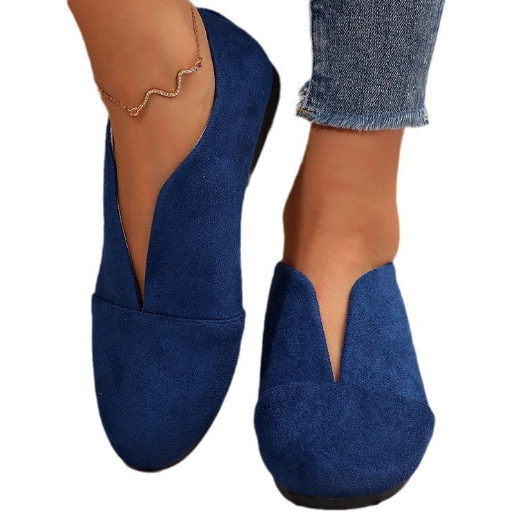 Damen elegante Slipper mit ausgefallenem V-Ausschnitt und bequemer Sohle EB