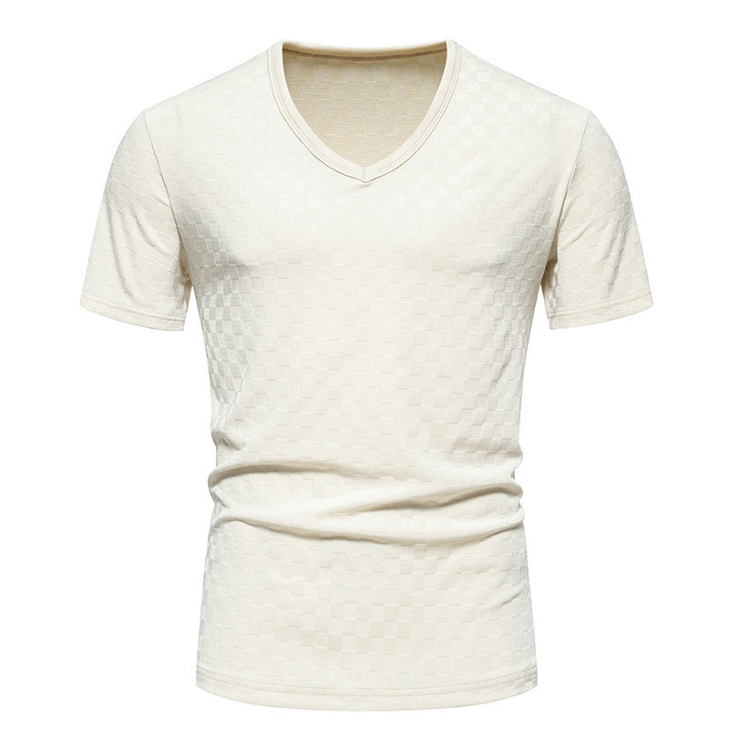 Herren V-Ausschnitt T-Shirt mit strukturiertem Muster