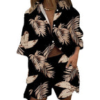 Damen modisches Zweiteiler-Set mit lockerer Bluse und passenden Shorts
