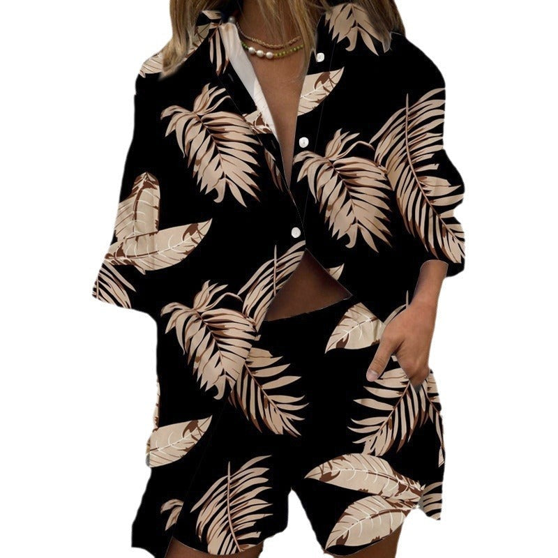 Damen modisches Zweiteiler-Set mit lockerer Bluse und passenden Shorts