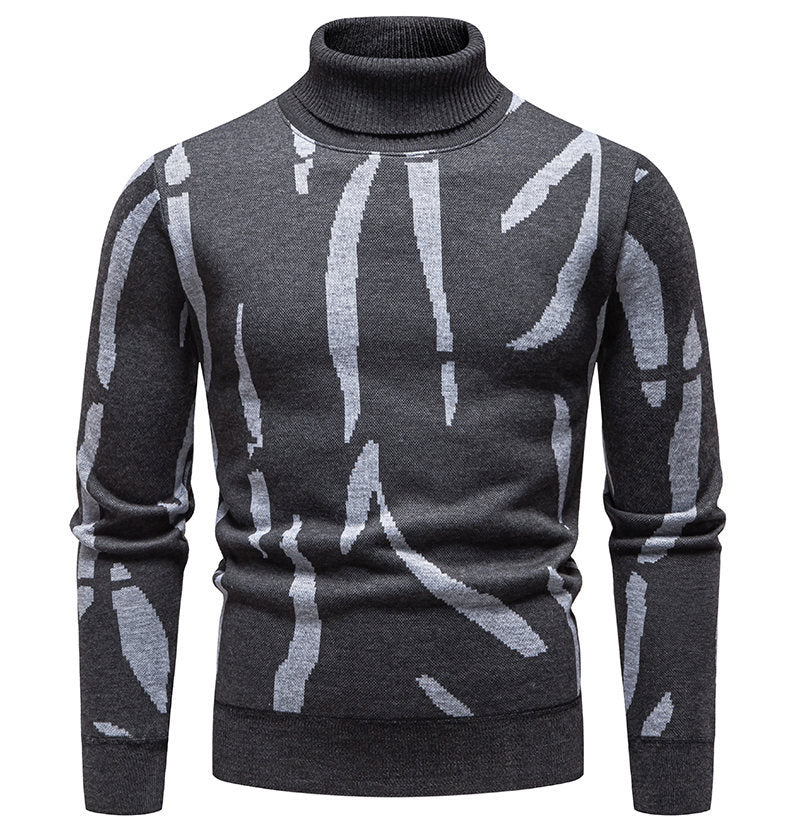 Herren modischer Rollkragenpullover mit auffälligem Muster R&B