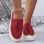 Damen Slip-On Sneakers mit funkelndem Strass