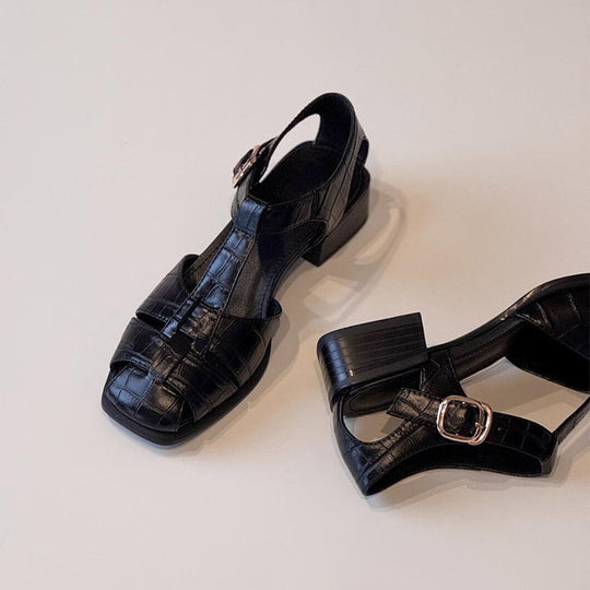 Damen Slingback Sandalen mit stilvollem Krokodillederdesign R&B