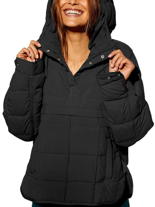 Damen lässige Steppjacke mit Kapuze und Eingrifftaschen R&B